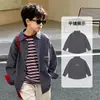 Camisa de cuadros para niño de primavera, manga larga, con cuello, corte holgado casual, camisa de algodón puro de moda estilo japonés para niños mayores