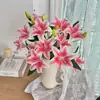2 Lirios de Película Artificiales para Decoración en la Sala de Estar, Mesa de Café, Aparador, Decoración de Bodas y Arreglo Floral