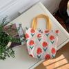 34272 Bolsa de lona con estampado floral fresco, lonchera japonesa y coreana, lonchera, bolsa de compras informal portátil para mamá, bolsa pequeña