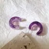 Brincos de Uva Roxa Estilo Francês Popular Ins Retrô Meia Argola de Ácido Acético Simples e Fashionável Brincos Femininos Brincos