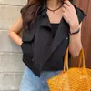 En stock Chaleco Chaqueta Cortavientos Retro Versátil Simple Color Sólido Hebilla Mujer Otoño Holgado Casual Top 26084