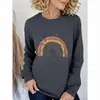 Moletom de Gola Redonda Transfronteiriço para Mulheres com Estampa Arco-Íris, Popular na Amazon e Wish, Item Atacado no Temu