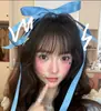 Estilo Dulce y Femenino, Larga Cinta Azul con Lazo Grande para el Cabello, Pinza para el Cabello Dulce y Versátil para Fotos