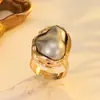 Joyería Transfronteriza Europea y Americana Ecológica, Anillos de Perlas de Imitación de Forma Irregular Coloridos Retro de Moda y Únicos para Mujer