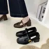Zapatos Mocasines de Tacón Grueso de Diseño de Nicho Cuadrados de Cuero para Principios de Otoño Zapatos Retro Franceses Mary Janes Zapatos para Mujer