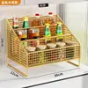 Estante de especias de cocina, organizador de encimera para aceite, sal, salsa y vinagre, solución de almacenamiento para botellas y frascos de condimentos para el hogar