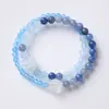 Pulsera de Doble Círculo con Diseño de Aventurina Azul Natural y Calcedonia Azul, Nuevo Estilo Chino, Calmante y Estable, Sensación de Alta Gama, Pulsera Apilable al por Mayor