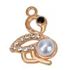 Pulseira Colar Pingente Charme Acessório DIY Materiais Tendência Cisne Pérola Liga Metálica Conector de Pingente Único Joia