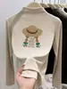Outono 2026 Novo Estilo Gola Integrada Algodão Bambu Escovado Manga Longa Camiseta Feminina Versátil Emagrecedora Top Camada Interna Camisa Base
