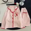 Pijama infantil de estilo coreano para niñas, algodón nube, manga larga para primavera y otoño, ropa de casa para niñas pequeñas, conjunto de dibujos animados