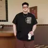 Camiseta Masculina Verão Moda Casual Solta Estampada Oversized Manga Curta Gola Redonda Algodão Puro Marca da Moda Tamanho Plus