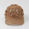 Sombrero de Ganchillo Hecho a Mano de Verano con Diseño Hueco de Pico de Pato para Mujer, Transpirable, Tejido de Malla, Gorra de Béisbol, Versátil, Permite Atar Cola de Caballo, Sombrero para el Sol