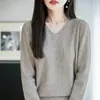 Toma real~Camisa básica de manga larga para mujer de otoño 2026 nueva elegante top holgado que reduce la edad con cuello camisa de punto
