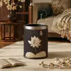Papelera de cuero de estilo chino tradicional, estilo chino moderno, de alta gama, de alta apariencia para sala de estar, dormitorio, cocina y papelera para residuos domésticos