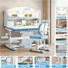 Conjunto de Mesa e Cadeira de Estudo Infantil, Ajustável em Altura, Multifuncional, Mesa para Aluno do Ensino Fundamental com Estante Integrada, Mesa de Escrita, Mesa para Lição de Casa Infantil