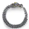 Pulsera de Dragón Plateada Estilo Chino Retro Pulsera Dominante Elegante de Hueso de Dragón Tendencia Masculina Joyería Elegante Fábrica Venta al por Mayor