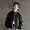 Chaqueta de Cuero de Otoño para Niños 2026 Nuevo Estilo Moderna Genial Ropa Exterior de Cuero PU para Niños Medianos y Grandes Cuello Alto Estilo Motociclista Top