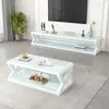 Juego de mueble para TV y mesa de centro, mesa de té moderna y sencilla para sala de estar, vidrio templado, adecuado para dormitorio y apartamentos pequeños