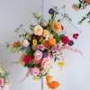 Bolas de Flores Penduradas em Parede Artificial e Arranjos de Flores de Chão Transfronteiriços para Decoração de Locais de Casamento e Banquete, Produtos Acabados de Flores Artificiais de Seda