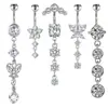 Conjunto de 5 Peças de Aço Inoxidável Transfronteiriço de Piercings de Umbigo com Laço Simples e Coração de Zircônia Joias Sexy para Piercing Venda por Atacado
