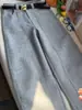 Pantalones de Lana Rectos Grises de Invierno Nuevos de Cintura Alta Adelgazantes con Líneas Tridimensionales para Mujer, Pantalones Western de Alto Nivel con Temperamento para el Trabajo