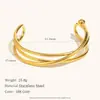 Pulseira Aberta Exagerada de Moda de Nicho Transfronteiriça Europeia e Americana, Aço Inoxidável Banhado a Ouro 18K, Versátil, Simples, Design Irregular