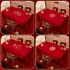 Toalha de Mesa Vermelha para Casamento Retangular Toalha para Mesa de Centro Engajamento Recém-Casados Decoração Festiva Capa Tecido Suprimentos de Decoração para Quarto de Casamento