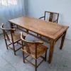 Mesa Antigua de Herradura de Olmo para Uso Doméstico, Mesa Cuadrada, Mesa de los Ocho Inmortales, Mesa de Centro de Madera Maciza Estilo Wabi-Sabi, Banco Largo Estilo Chino con Mesa de Herradura de Cinturón y Taburetes