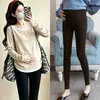 Roupas de maternidade para outono e inverno, nova camiseta dupla função para amamentação e gravidez, conjunto de leggings de cintura alta com suporte abdominal ajustável para gestantes