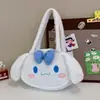 Nuevo bolso de hombro de felpa de gran capacidad para mujer, nuevo bolso de mano de Kuromi, bolsa divertida de dibujos animados, venta al por mayor de Sanrio