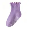 Calcetines plisados para niños, Calcetines antideslizantes para bebé, Lindos calcetines plisados de algodón con borde de lechuga, Calcetines cortos para bebé y niña pequeña