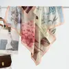 Pañuelo cuadrado de imitación seda de 90 cm con estampado de lunares grandes en blanco y negro para mujer, bufanda de cuello de moda para primavera y otoño, chal de seda profesional