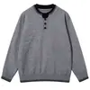 2026 Nuevo Suéter para Hombre Casual Holgado de Moda Cuello Redondo Estilo Juventud Old-Money Bloque de Color Desgastado