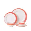 Procesamiento y Personalización de Vajilla Japonesa de Patrón de Línea Pintado a Mano de Moda, Tazones Redondos para Cena y Platos de Cerámica para Hogar, Restaurante, Hotel