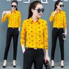 Camisa de manga larga para mujer, primavera y otoño, nueva camisa estampada de estilo coreano, camisa de gasa para mujer, top ajustado con protección solar, abrigo para mujer
