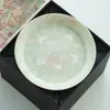 Bandeja de té tridimensional esmaltada hecha en fábrica con diseño de mariposa niebla verde, soporte para té de preparación en seco, bandeja de té pequeña para almacenar agua, accesorios para juego de té