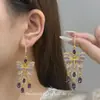 2025 Brincos de Borboleta com Franjas Roxo Imitação de Zircônia Micro-Incustados Acessíveis de Luxo Estilo Palácio Brilhantes Exquisitos para Mulheres