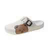 Chinelos Meia Mulher Verão Sapatos de Plataforma e Chinelos Moda Famosos da Internet Versátil Fivela Quadrada Urso Lateral Chinelos Antiderrapantes para Mulher