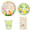 Mm230 Cuadros Primavera Pascua Conejo Fiesta Festivo Vajilla 8 Personas Set de 4 Piezas Plato de Papel Servilleta de Papel Vaso de Papel