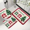 Tapete de Chão de Natal Banheiro Vaso Sanitário Banheiro Absorção de Água Resistente ao Desgaste Conjunto de Três Peças Tapete para Pés Capa de Assento Sanitário Tapete Fácil de Limpar Tapete Decorativo