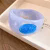 Pulsera redonda abierta de resina de borde ancho europea y americana, inspirada en la dopamina, fresca y versátil, joyería de nicho de alta gama para mujer
