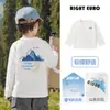 Camiseta de Manga Larga para Niños Estilo Europeo Derecho Primavera y Otoño 2026 Nueva Prenda Superior para Niños Medianos y Grandes Ropa Interior Ropa para Niños Ropa de Otoño para Bebés