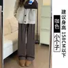Pantalones de Polar de Lana de Cordero para Mujer, Nuevo Estilo Otoño e Invierno 2025, Cintura Alta, Pierna Recta, Engrosados, Talla Petite, Pantalones Grises de Pierna Ancha