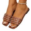 2025 Moda de Comercio Exterior Remache Casual Planas Talla Grande Pantuflas Verano Uso Exterior Color Sólido Planas Simples Venta al por Mayor