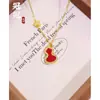 Collar de Calabaza Roja con Diamantes de Oro de Arena Vietnamita Similar a los de las Joyerías, Nuevo Estilo Chino Lujo Ligero Doble Fortuna Colgante Cadena para Clavícula