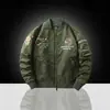 Jaqueta Aviador Masculina de Primavera e Outono Jaqueta de Beisebol Bordada Casaco Casual Americano Jaqueta de Trabalho Tendência