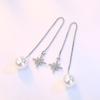 Versão coreana da moda simples octogonal Mans estrela em forma de estrela linha de orelha meninas pérola joias de orelha ponto atacado