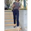 22582 Da Ai Mei Yi Yuan Verano 2026 Nuevo Estilo Coreano Holgado Top que Reduce la Edad Jeans Rectos de Cintura Alta para Mujer