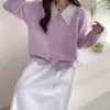Cárdigan Suéter con Cuello Polo y Cremallera Suave Transfronterizo para Mujer Nuevo Estilo Primavera y Otoño 2025 Estilo Perezoso Chaqueta de Punto Suave