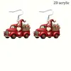 Pendientes Acrílicos Transfronterizos Coche Rojo Navideño Modelo Colgante Decoración de Año Nuevo Borlas Exquisitas